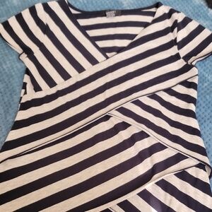 Verve Ami Navy and Gray Striped Top